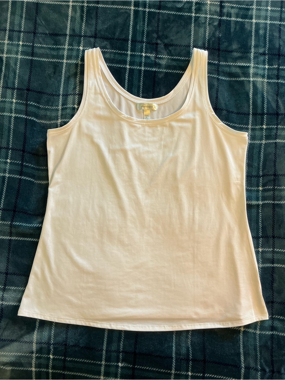 Dress Barn WHITE Scoop Neck Tank Top 5% spandex = stretchy 1X